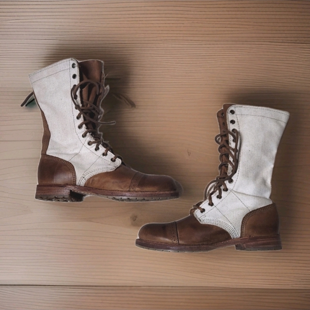 Vintage Shoe Company Molly Jump Boot 8.5 Made in USA Canvas Leather Heritage - Picture 6 of 16